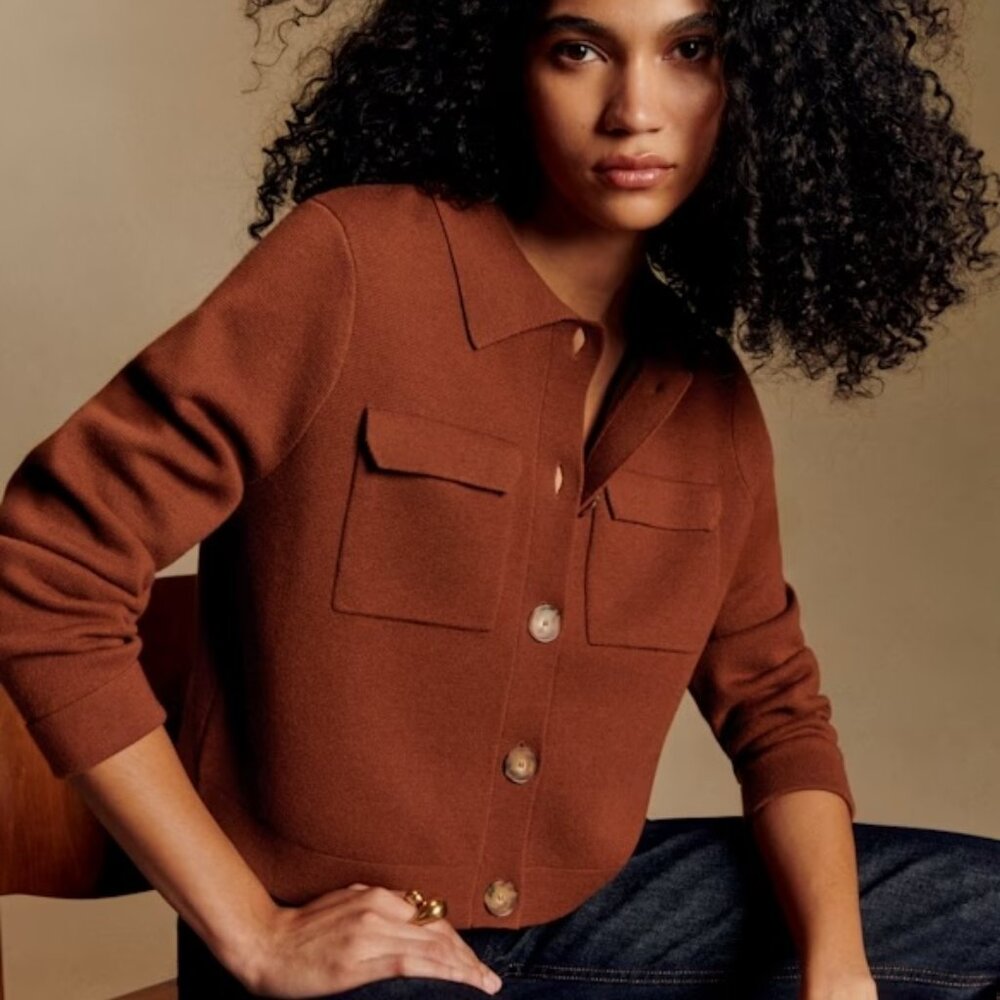 Sezane Betty Brown Cardigan Sweater